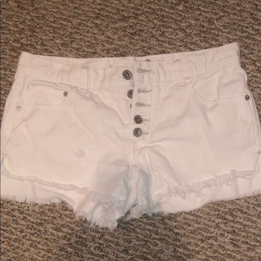 White free people mid-rise shorts.